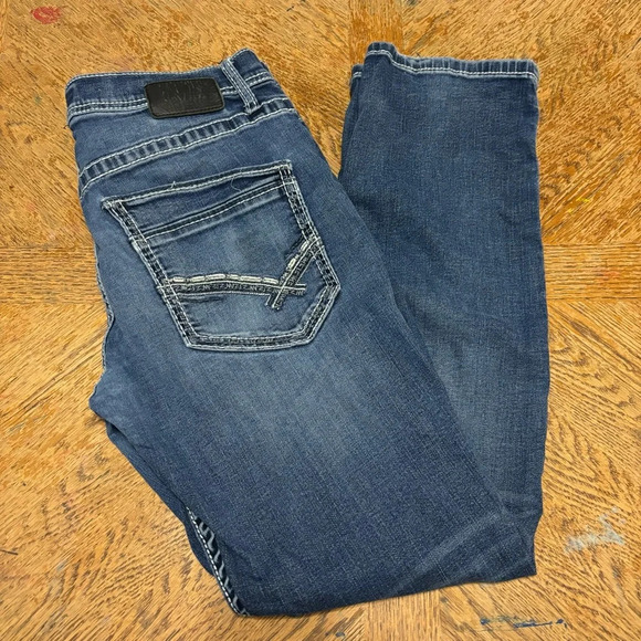 BKE Carter Jeans Straight Leg Mens Size 34 X 30 Regular Distressed Dark Wash - Picture 1 of 7